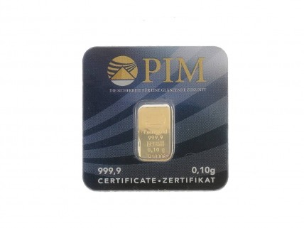 Lingote em Ouro Fino 999,9 de 0,1g PIM