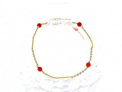 Pulseira ANTIGA em OURO de 19,2k e Coral