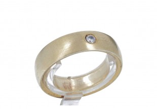 Aliança em PRATA  Bicolor 925 - Pedra incolor