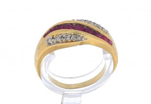 Anel em OURO de 19,2K, DIAMANTES e RUBIS