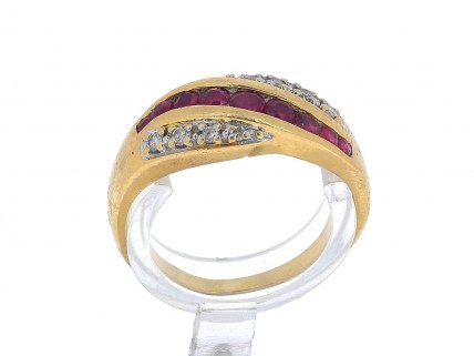 Anel em OURO de 19,2K, DIAMANTES e RUBIS