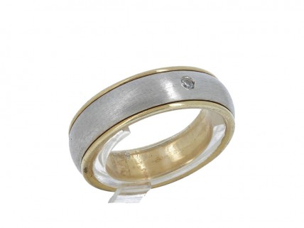 Aliança em PRATA  Bicolor 925 - Pedra incolor