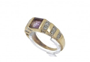 Anel em OURO 18K - AMETISTA e DIAMANTES