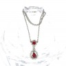 Colar ANTIGO em OURO Branco  de 19,2K 30 DIAMANTES e 2 RUBIS