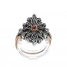 Anel ANTIGO em OURO 19,2K PRATA 833, 20 DIAMANTES e RUBI