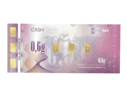 Nota KaratBar de 0,6g de Ouro Fino 999.9 (24 Quilates)