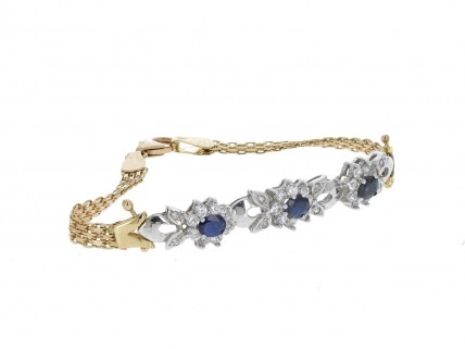Pulseira em OURO Bicolor 18K - SAFIRAS