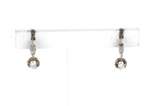 Brincos em OURO Branco 19,2k  - 4 DIAMANTES