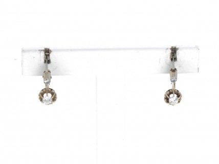 Brincos em OURO Branco 19,2k  - 4 DIAMANTES
