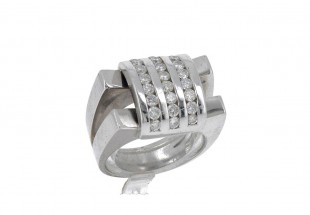Anel em OURO Branco 19,2k - 24 DIAMANTES