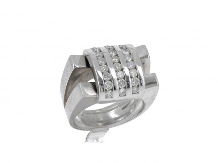 Anel em OURO Branco 19,2k - 24 DIAMANTES