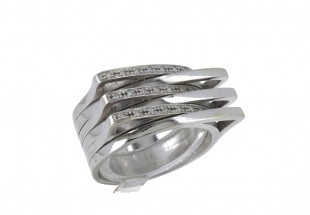 Anel em OURO Branco 19,2k - 24 DIAMANTES