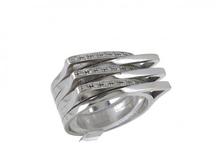 Anel em OURO Branco 19,2k - 24 DIAMANTES