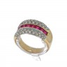 Anel em OURO Bicolor de 18K - 52 DIAMANTES e RUBIS