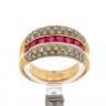 Anel em OURO Bicolor de 18K - 52 DIAMANTES e RUBIS