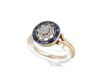 Anel em OURO de 19K- DIAMANTE e SAFIRAS