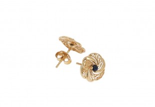 Par de brincos em OURO 19,2K - 2 SAFIRAS