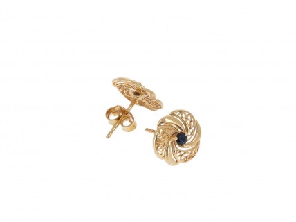 Par de brincos em OURO 19,2K - 2 SAFIRAS