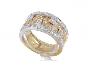 Anel em OURO Bicolor 19,2K - 75 DIAMANTES