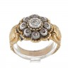 Anel ANTIGO em OURO Bicolor 19,2K - 9 DIAMANTES
