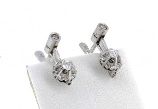 Par de brincos em OURO Branco 19,2K - 4 DIAMANTES
