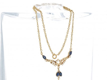 Fio ANTIGO em OURO 19,2K - DIAMANTES e SAFIRAS
