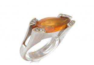 Anel em OURO 19,2K - DIAMANTES e CITRINO