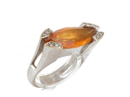 Anel em OURO 19,2K - DIAMANTES e CITRINO