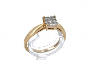 Anel em OURO bicolor 18K e DIAMANTES