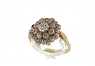 Anel em OURO 19,2k e PRATA - 24 DIAMANTES