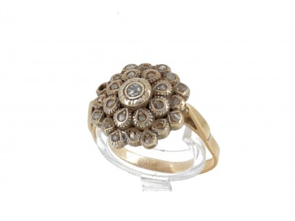Anel em OURO 19,2k e PRATA - 24 DIAMANTES