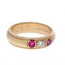 Aliança em OURO 14k, DIAMANTE, RUBI e TURMALINA