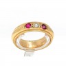 Aliança em OURO 14k, DIAMANTE, RUBI e TURMALINA