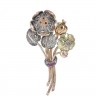 Alfinete em OURO de 19,2K, PRATA 833, DIAMANTES e RUBIS