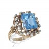 Anel ANTIGO em OURO 19,2K e PRATA 833 - 16 DIAMANTES e ESPINELA