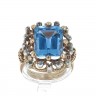 Anel ANTIGO em OURO 19,2K e PRATA 833 - 16 DIAMANTES e ESPINELA
