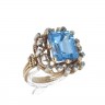 Anel ANTIGO em OURO 19,2K e PRATA 833 - 16 DIAMANTES e ESPINELA
