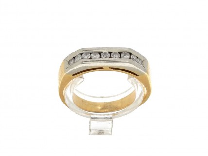 Anel em OURO Bicolor de 19,2K - 9 DIAMANTES