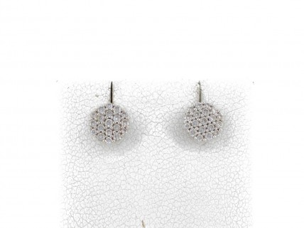 Par de brincos em OURO Branco 19,2K - 40 DIAMANTES