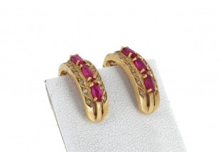 Par de brincos em OURO 19,2K - RUBIS e QUARTZOS