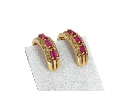 Par de brincos em OURO 19,2K - RUBIS e QUARTZOS
