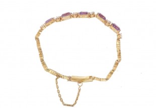 Pulseira em OURO 19,2K - 10 DIAMANTES e 5 SAFIRAS