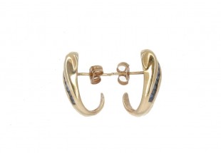 Par de brincos em OURO 14K - 8 DIAMANTEs e 18 SAFIRAS