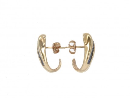 Par de brincos em OURO 14K - 8 DIAMANTEs e 18 SAFIRAS
