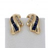 Par de brincos em OURO 14K - 8 DIAMANTEs e 18 SAFIRAS