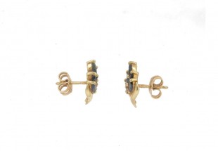 Par de brincos em OURO 18K - 2 DIAMANTES e 10 TOPÁZIOS