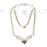 Fio em OURO 18K - 2 DIAMANTES e 3 TOPÁZIOS