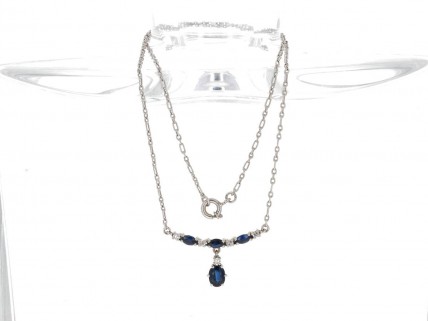 Fio em OURO 19,2K - 5 DIAMANTES e 4 SAFIRAS
