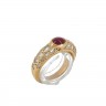 Anel em OURO 19,2K - 28 DIAMANTES e RUBI