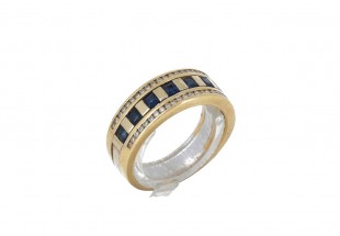 Anel em OURO 18K - 56 DIAMANTES e 8 SAFIRAS